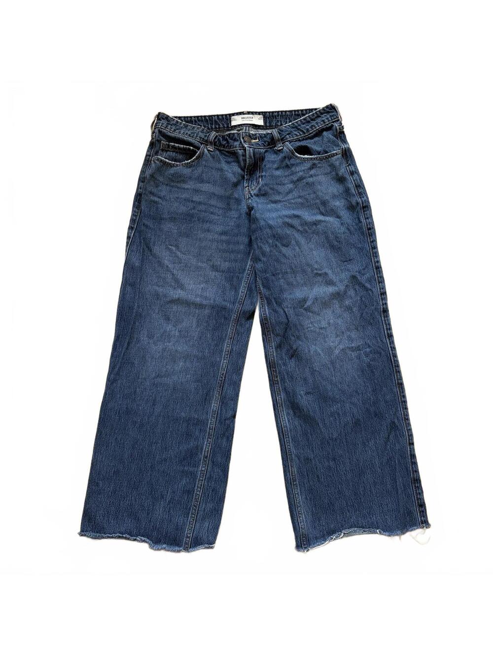 Hollister Low-Rise Baggy Denim Jeans Wide Leg Mid-Rise Cotton Women Size 10R